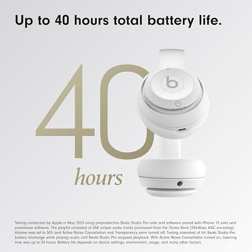 Beats Studio Pro - Premium Wireless Over-Ear Headphones- Up to 40-Hour Battery Life, Active Noise Cancelling, USB-C Lossless Audio, Apple & Android Compatible - Matte White thumbnail 2