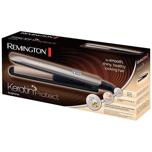 Remington Glätteisen [hochwertige Beschichtung] Keratin (Keramikbeschichtung mit Keratin & Mandelöl angereichert) LCD-Display, 10 Temperatureinstellungen 150-230°C, Haarglätter S8540,Schwarz, 110 mm thumbnail 2
