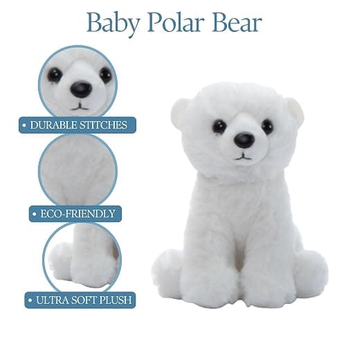 The Petting Zoo Polar Bear Stuffed Animal Plushie, Gifts for Kids, Wild Onez Babiez Zoo Animals, Polar Bear Plush Toy 6 inches thumbnail 8