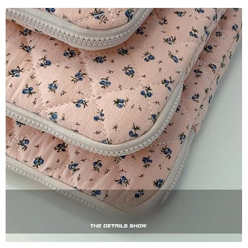 Cute Floral Laptop Sleeve Coquette Quilted Puffy Carrying Tablet Case Fairycore Protective Pouch for Notebook Tablet (Blue Floral,13inch) - Blue Floral - 13inch thumbnail 5