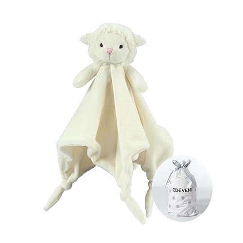 CREVENT Cozy Plush Baby Security Blanket Loveys for Baby Girls Boys, Minky Front and Back with Animal Face (Ivory Sheep) - Sheep