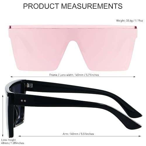 LYZOIT Square Oversized Sunglasses for Women Men Big Flat Top Fashion Shield Large UV Protection Rimless Shades thumbnail 4