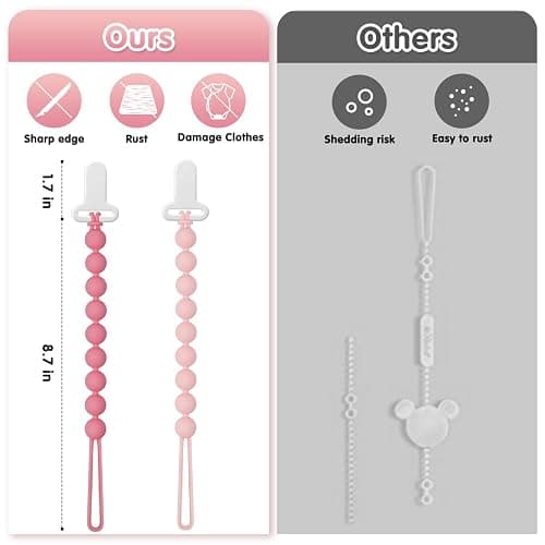 Pacifier Clips Baby Girls - Draklary 4 Pack Paci Clip Silicone Soothe Baby Binky Holder for Newborn Essentials Shower Birthday Gift thumbnail 7