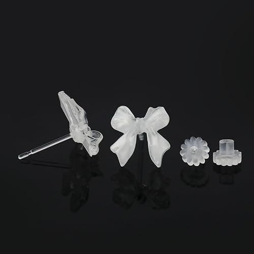KASFREE Plastic Post Earrings for Sensitive Ears White Plastic Stud Earrings with Plastic Posts Hypoallergenic Plastic Earrings for Women thumbnail 4