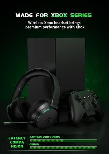 RYR Wireless Gaming Headset for Xbox Series X|S, Xbox One, PS5, PS4, Mac, Bluetooth 5.3, 3D Surround Sound, Rotatable Earmuffs, Gaming Headphones with Noise Canceling Microphones-Blackgreen thumbnail 6
