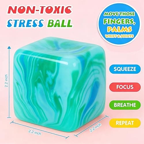 Stress Balls Fidget Toys for Adults Stress Relief, Square Shape Stress Cube Sensory Squeeze Toys, Slow Rising Squeeze Ball for Party Favors Stocking Stuffers (Green) thumbnail 2