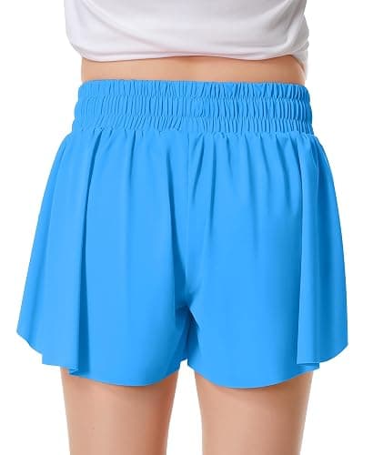 Girls Flowy Shorts Butterfly Shorts for Kids with Pocket 2-in-1 Athletic Shorts Running Shorts for Girls thumbnail 2
