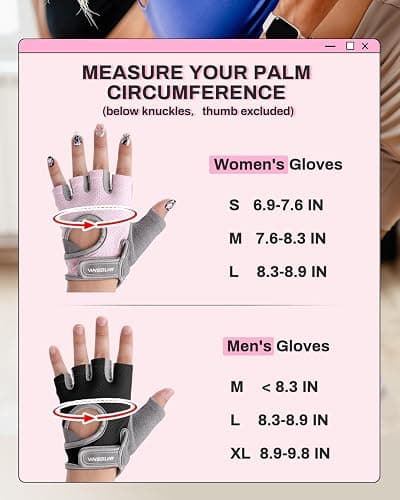 VINSGUIR Workout Gloves for Women and Men, Breathable Weight Lifting Gloves for Gym Exercise, Fitness, Training, and Cycling, with Excellent Grip and Cushion Pads thumbnail 7