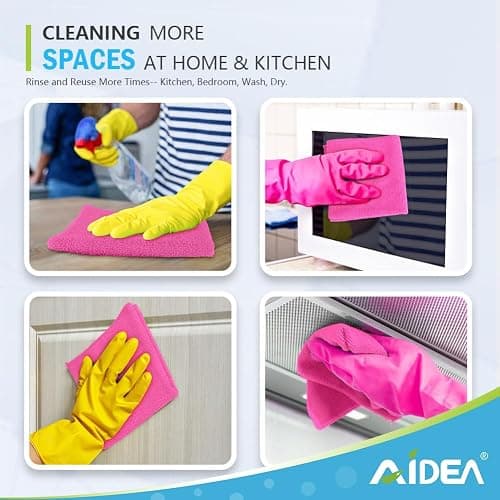 AIDEA Pink Microfiber Cleaning Cloth-12PK, Absorbent Cleaning Rags 12"x12" | Microfiber Towels for Cars Lint Free, Shop Towels, Kitchen Towels Pink Stuff Microfiber Towels, Cleaning Towels for Garage thumbnail 6