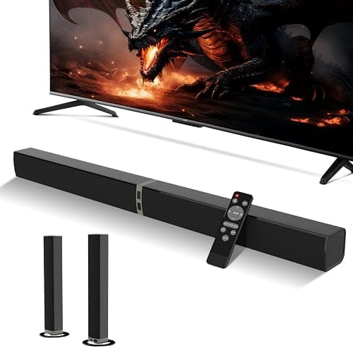 MZEIBO Sound Bar for Smart TV，80W Detachable Bluetooth Soundbar with Powerful Bass, 2-in-1 Home Theater Audio System, ARC/Optical/AUX Connectivity for TV/PC/Laptop/Game Console thumbnail 2