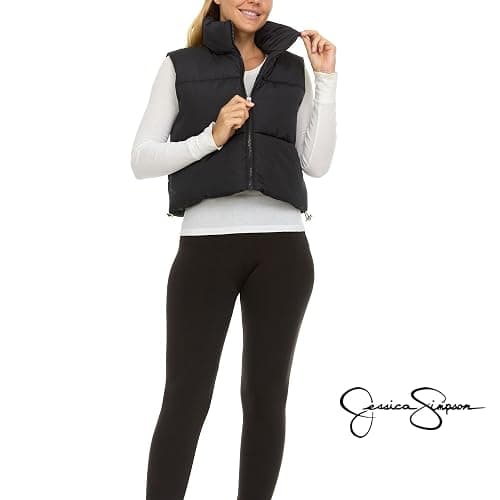 Jessica Simpson Cropped Puffer Vest Women, Sleeveless Women’s Outerwear Vests thumbnail 2