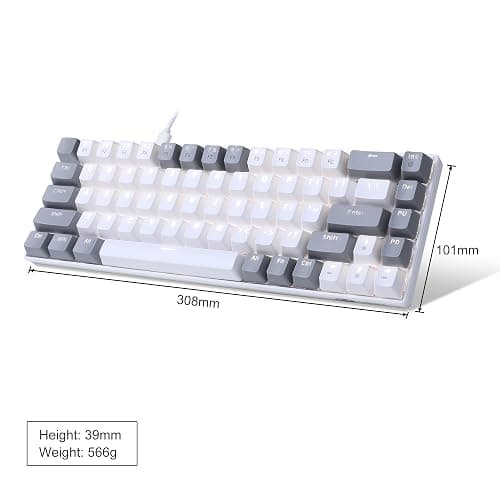 MageGee Portable 60% Gaming Mechanical Keyboard, Minimalist MK-Box Ice Blue Backlit Compact 68 Keys Wired Office Keyboard with Red Switch for Windows Laptop PC Mac Convenient(Gray & White) thumbnail 6