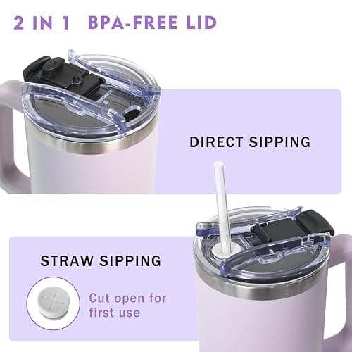 HNCY Mug Isotherme avec 2-en-1 Couvercle, 1180ML Tumbler avec Paille et Poignée, Tasse Isotherme en Acier Inoxydable, Travel Mug Tumbler Gobelet Isotherme thumbnail 4