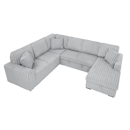 KEIKI 122" Pull-Out Sofa Bed, Sleeper Pull Out Sectional Couch, Oversized U Shape Sleeper Sofa Bed with Storage Chaise, USB Ports for Apartment Living Room, Gray thumbnail 6