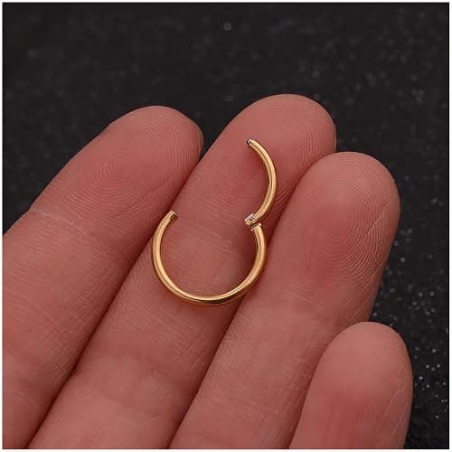 Unisex Dainty Tiny 18k Real Gold Plating Cartilage Huggie Hoop Earrings, 16G Surgical Steel Small Endless Hinged Hoops Earring for Earlobe Cartilage Helix Rook Daith Conch Nose Lip Body Piercing Jewelry thumbnail 5