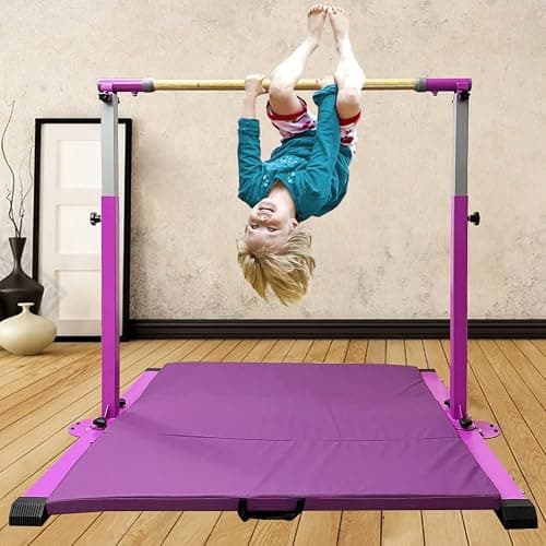 GBVUGY Gymnastics Kip Bar for Home Indoor Training,Horizontal Bar for Kids Girls Junior,Adjustable Arms from 3' - 5' Gym Equipment,1-4 Levels,300lbs Weight Capacity thumbnail 7