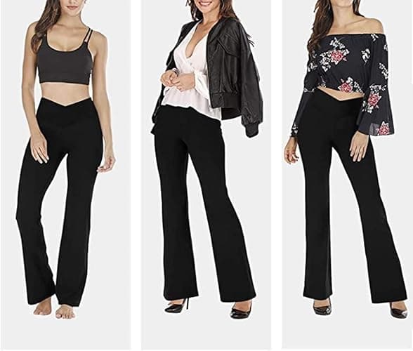 TOPYOGAS Women's Casual Bootleg Yoga Pants V Crossover High Waisted Flare Workout Pants Leggings thumbnail 5