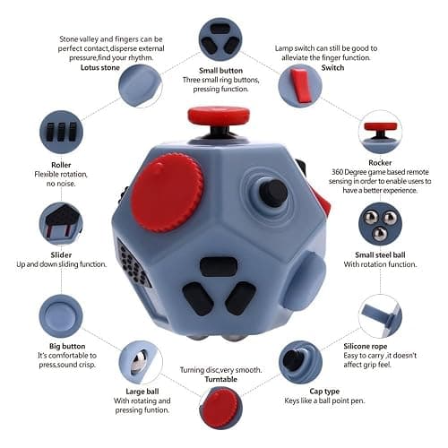 UOOEFUN Small Fidget Toys,12 Sided Fidget Toys,Mini Cube Toys Relief Stress,Autism and Anxiety Depression Anti for Kids Adults Improve Focus (Grey) thumbnail 3