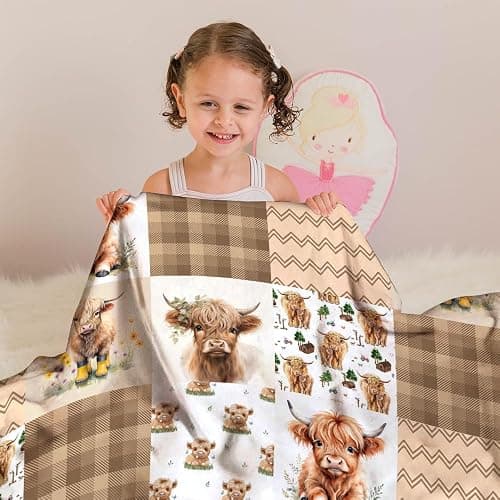 Highland Cow Baby Blanket, Western Minky Blankets for Boys Girls, Nursery Room Decor, Soft Warm Lightweight Nursery Bed Blanket for Newborn Toddlers Son Daughter thumbnail 7