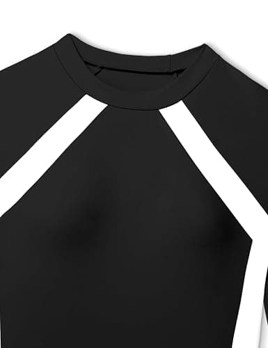 TyeSmo Girls Rash Guard Swimsuit Long Sleeve Swimsuit Color Block Two Piece Bathing Suit for Girls UPF 50+ Padded Swimwear thumbnail 8