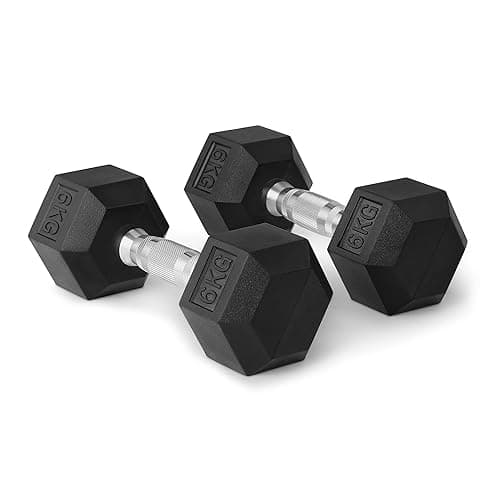 Amazon Basics Rubber Encased Hex Dumbbell Weights Set - Image 1