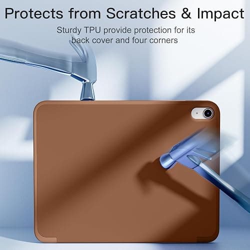 Akkerds Compatible with iPad (A16) 11th Generation Case 11 Inch 2025, for iPad 10th Generation Case 10.9 Inch 2022 with Pencil Holder, Slim Trifold Stand Protective Cover with Soft TPU Back, Brown thumbnail 7