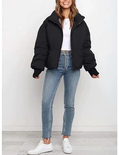 Gihuo Women’s Winter Cropped Puffer Jacket Coat Short Warm Quilted Jacket 2026 thumbnail 3
