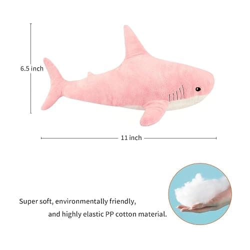 MUPI Shark Stuffed Animal Plush, Pink 11 Inch, Cute Shark Pillows | 11/17/23/31/39 Inch, Soft Cotton Ocean Sea Animal Plushies, Kawaii Decorative Toy Gifts for Kids and Sharks Lovers thumbnail 3