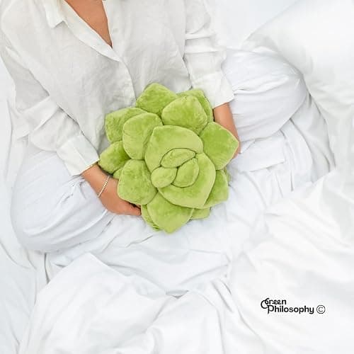 Green Philosophy Co. Succulent® Pillow 16" – Soft 3D Decorative Flower Throw Pillow, Unique Olive Green Plush Flower Cushion, Perfect for Couch, Sofa, Bedroom Decor, Gift for Plant Lovers thumbnail 2