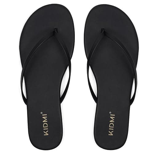 KIDMI Thong Flip Flops for Women - Memory Foam Summer Beach Sandals for Women - Vegan Leather Flat Sandals thumbnail 4