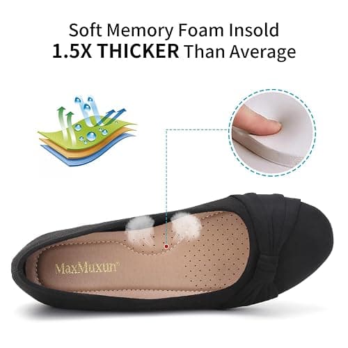 MaxMuxun Women's Flats Shoes Faux Suede Round Toe Ballet Dressy Flats Comfortable Slip On Walking Shoes thumbnail 5