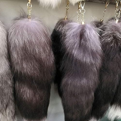 TMEEIHNSS 17" Huge Real Fox Tail Fluffy Fur Keychain Cosplay Tails Charm Accessories Handbag Tassel Ring Key Chain thumbnail 5