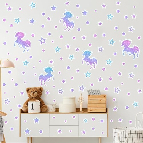 Glow in the Dark Unicorn Moon Star Wall Decals Style 6 for Girls thumbnail 6