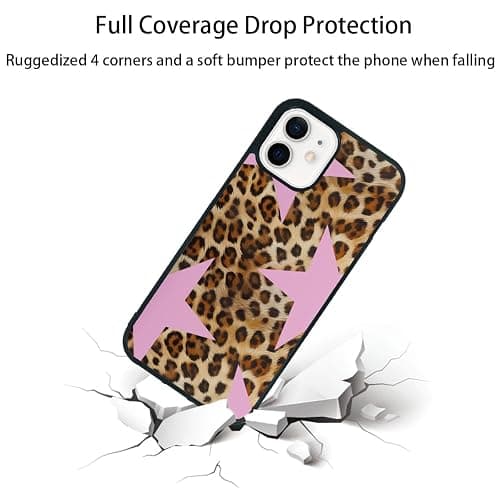 qizjio Pink Cheetah Print Phone Case Shockproof Protective Leopard Y2K Star Phone Cover for iPhone 12 / iPhone 12 Pro thumbnail 3