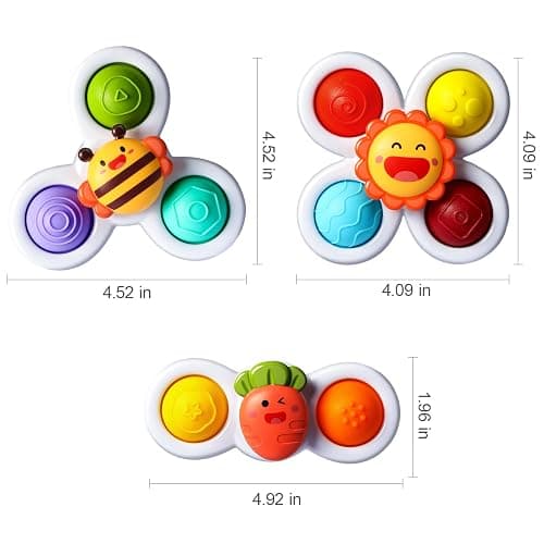 ALASOU 3PCS Pop Suction Cup Spinner Toys for 1 Year Old Boy Girl|Novelty Spinning Tops Toddler Toys Age 1-2|Sensory Baby Bath Toy for Toddlers 1-3|12 18 Months Boy Birthday Gift for Infant thumbnail 3
