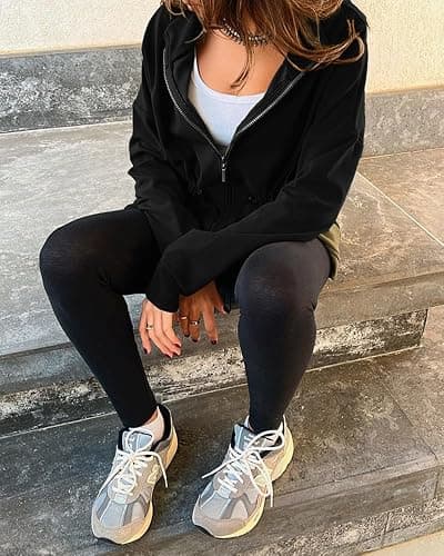 CHICME Womens Zip Up Hoodie Long Sleeve Oversized Sweatshirt Fall Fashion 2025 Casual Jackets Winter Clothes thumbnail 4