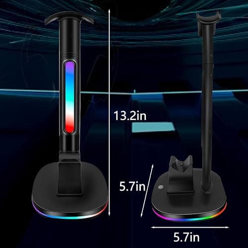 JDGPOKOO PS5 Controller Charging Station with RGB Headphone Stand, PS5 Controller Charger Holder with 2 USB Port, Headset Stand for PlayStation 5 & DualSense Edge Controllers Charging Dock thumbnail 6