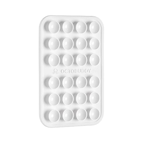 OCTOBUDDY Classic - Silicone Suction Phone Case Adhesive Mount, White | Hands-Free, Strong Grip Holder for Selfies & Videos - iPhone & Android Compatible - 2.25″ x 3.25″ - Image 1