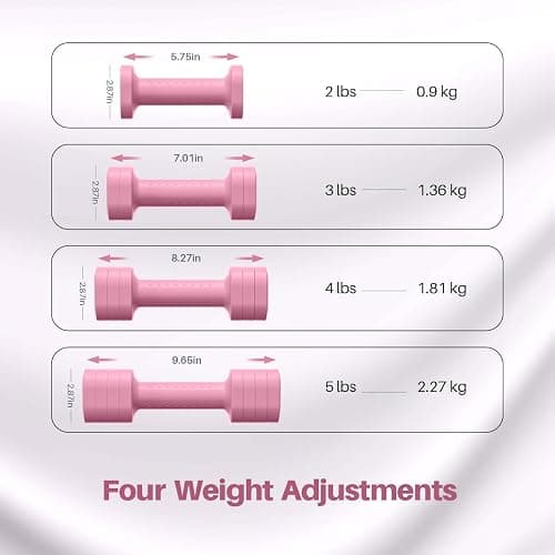 Zempox Adjustable Dumbbell Set, 4 in 1 Free Weight Dumbbell Set for Women, Hand Weight for Women at Home, Each 2lb 3lb 4lb 5lb with TPU Soft Rubber Handle for Home Gym Aquatic Fitness Equipment,Purple thumbnail 3