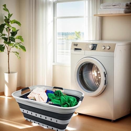 SAMMART 42L (11 gallon) Collapsible Plastic Laundry Basket - Foldable Pop Up Storage Container/Organizer - Portable Basket - Space Saving Hamper (Grey/Slate Grey (Set of 2)) thumbnail 2