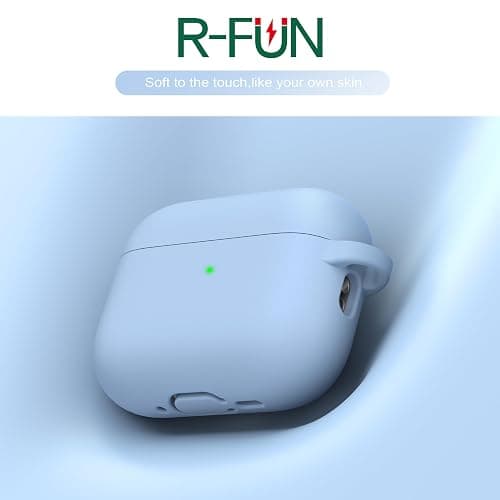 R-fun for AirPods Pro 3 Case Soft Silicone Protective Cover, Sky Blue | Compatible with Apple AirPods Pro 3rd Generation with Keychain & Cleaner Kit, Wireless Charging Compatible thumbnail 3