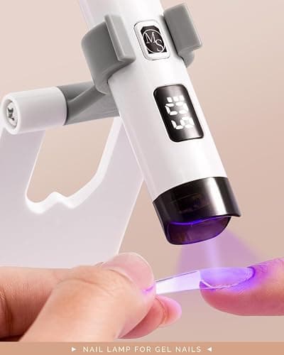 MelodySusie Tragbar UV Lampe mit Ständer für Gelnägel, Mini Wiederaufladbar UV LED Lampe mit LCD-Display, Tragbare Kleine UV Nagellampe mit 2 Timern, Nageltrockner für Alle UV Gel Nagellacke (Weiß) thumbnail 5