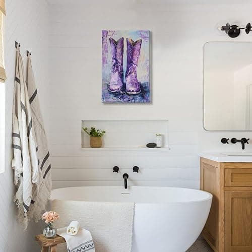 Purple Cowgirl Boots Coastal Western Boho Girly Retro Art Poster Canvas Wall Art Decoration Living Room Home Decor Bedroom Decoration Poster Unframed8x12inch thumbnail 8