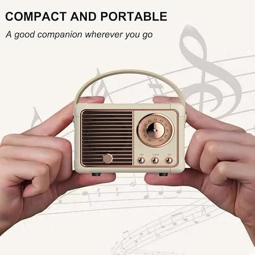 Baolira Retro Bluetooth Speaker, Portable Wireless Speaker with Crystal Clear Stereo Sound Rich Bass, Vintage Decor, Birthday Gifts for Women Teenage (Beige) thumbnail 4