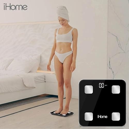 iHome Digital Bluetooth Smart Scale for Body Weight, Weight Scale, Including BMI, Body Fat, Muscle Mass, Batteries Included (Black Smart Bluetooth) thumbnail 5