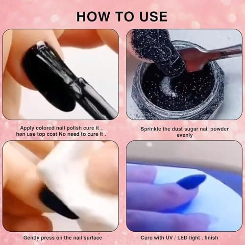 5g White Dust Sugar Nail Glitter Powder - Diamond Dust Sand Shining Sugar Effect Glitter Dip Powder, Superfine French Candy Coat Nails Sweater Design Manicure Decorations DIY Crafts thumbnail 5