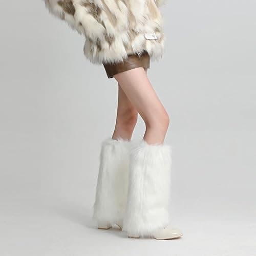 PHOGARY Faux Fur Fuzzy Leg Warmers Furry Boot Covers for Women Girls, Furry Boot Cuffs Fuzzy Shoes Cover Socks for Costumes thumbnail 4