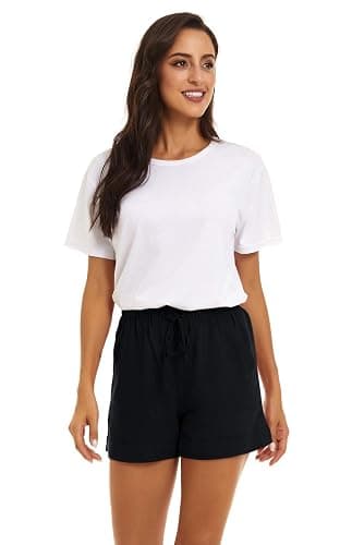 KINGFEN Women Casual Shorts Drawstring Comfy Elastic Waist Shorts Summer Pull On Short with Pockets(S-2XL) - XX-Large - A2-black thumbnail 4