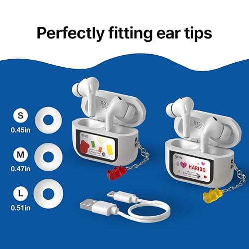 DCHK Haribo Wireless Earbuds with LCD Touchscreen Case, Bluetooth 5.4 TWS, Noise Cancelling, 13mm Bass Driver, IPX4, Gummy Bear Style thumbnail 7