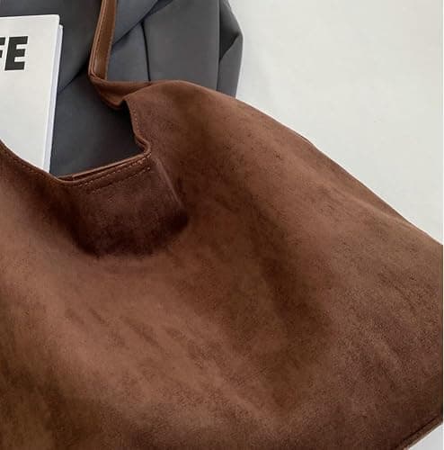 2 Pcs Slouchy Hobo Bags Women Suede Crescent Satchels Shoulder Bag Crossbody Purse Top-handle College Tote Handbag 2025 thumbnail 6